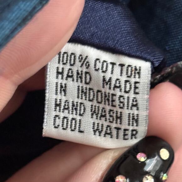 Vtg Doctor Bag Blue Satin Seashell Sequin Wood Top Handle Tote Retro Funky - Picture 6 of 10